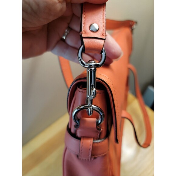 Coach Marin Taylor Leather Flap Shoulder Bag Purse Satchel Pink Salmon F26781 - Picture 5 of 16